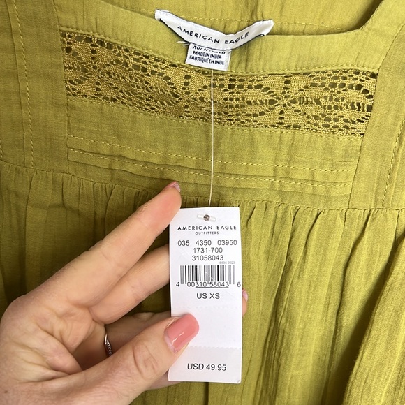 NWT AEO Green Puff Sleeve Top- XS - Picture 6 of 7